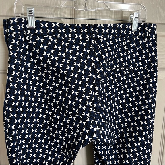 H&M Slacks Navy Patterned Stretchy Cigarette Trousers Pants Size 12 - Picture 5 of 8
